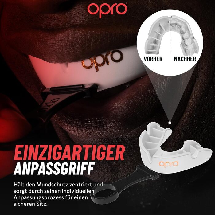 Захист зубів OPRO Bronze – для боксу, єдиноборств, MMA, дорослих та дітей – самоадаптуюча накладна шина для хокею, кікбоксингу, регбі – надійна фіксація – з гарантією стоматолога (Чорний, Дитячий (до 10 років))