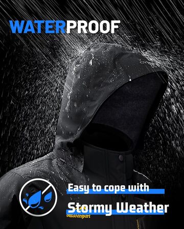 Зимова куртка KEFITEVD для жінок, тепла з підкладкою фліс, перехідна куртка, товста сноубордична куртка з капюшоном та кишенями на блискавці, вітронепроникна, світло-блакитна