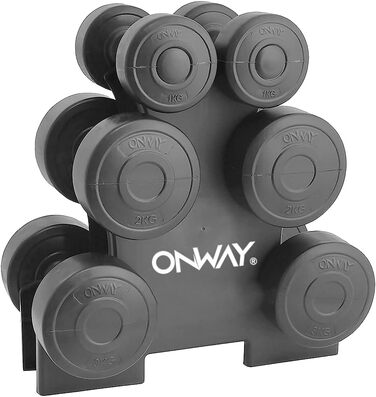 Набір гантелей OnWay Fitness з підставкою 1 кг, 2 кг, 3 кг (6 шт) для тренувань OW1108S