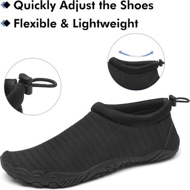 Чоловічі та жіночі аквашузи Mishansha для плавання та відпочинку на пляжі, чорні (42 EU)