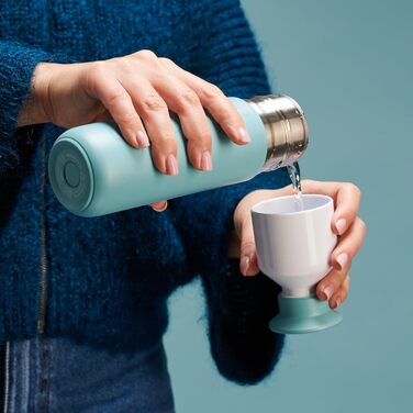Термос Dopper Bottlenose Blue 350 мл, двостінний, із нержавіючої сталі, герметичний, зберігає холод до 24 годин і тепло до 9 годин, для води, чаю, кави