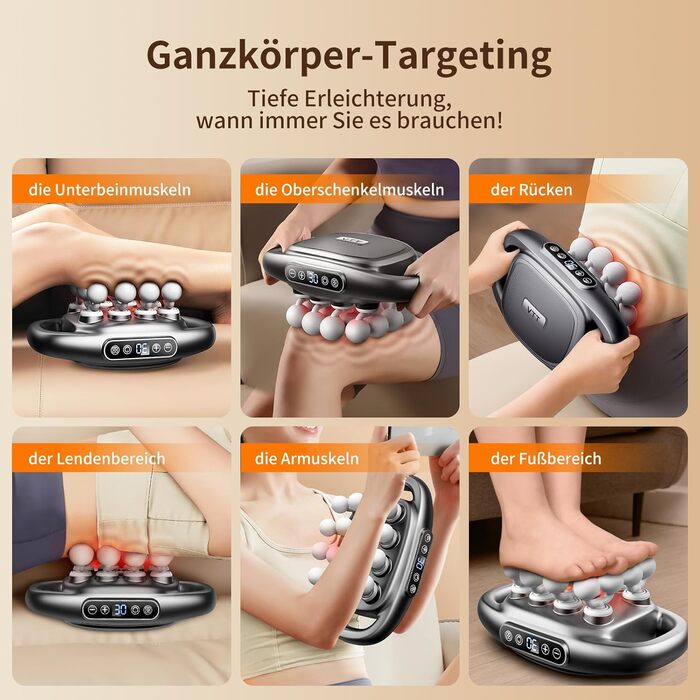 Масажний пістолет VTT з 16 насадками для глибокого масажу м'язів спини та плечей, 3 режими, 30 швидкостей, акумулятор 2600mAh