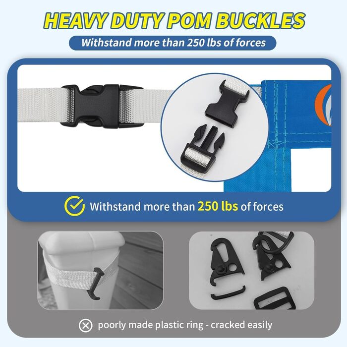 Волейбольне сітка для басейну з фіксатором, регульована довжина 4,6-7,9 м, універсальна, захист від УФ, водонепроникна та довговічна