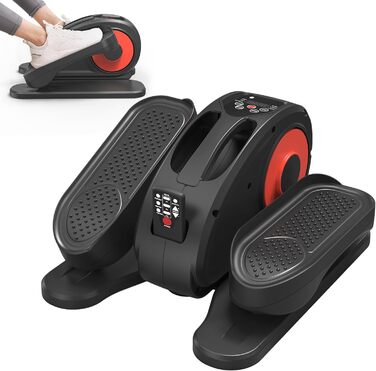 Еліптичний тренажер для сидіння, крос-тренажер, тренажер для ніг, регульована швидкість, з пультом дистанційного керування, сидячий педальний тренажер для людей похилого віку та дорослих, чорно-червоний