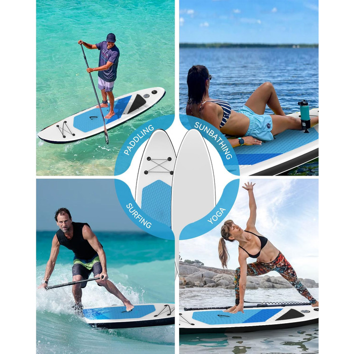 Надувна SUP-дошка 320x76x15 см, комплект для дорослих: ультралегке весло, ручний насос, плавець, рюкзак