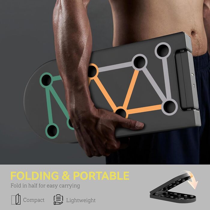 Складне тренажерне дошка Sportnow Push Up Board 11-в-1 з антиковзкими подушками для рук, плечей та грудей (чорний)
