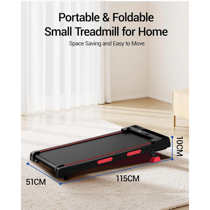 UMAY Walking Pad - біговий килимок для дому з регулюванням нахилу 15% та безшумним мотором, підтримує вагу до 136 кг