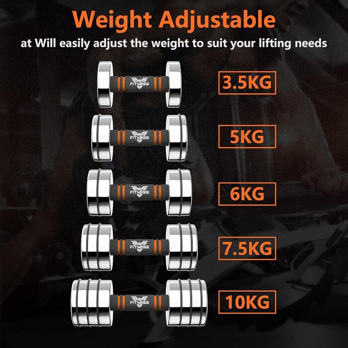 Регульовані гантелі Dskeuzeew: набір сталевих гантелей 5/7.5/10 кг з пінопластовими ручками для дому