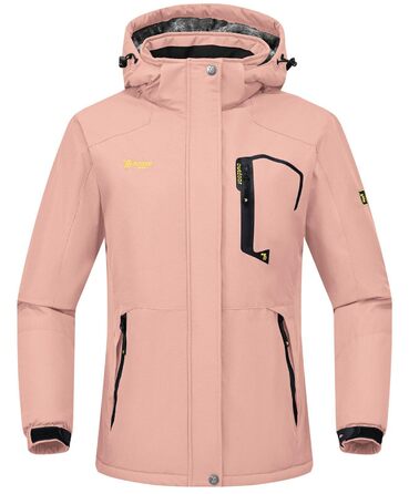Куртка гірськолижна жіноча Rdruko зимова тепла з капюшоном, рожева, Softshell, водонепроникна, дихаюча