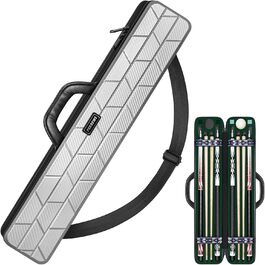 Чохол для бильярдної кия Grau, жорсткий, на 4 кия, з 10 відділеннями, з м'якою шкіряною ручкою та плечовим ременем