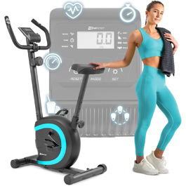 Велотренажер Hop-Sport HS-015H для дому, компактний, для літніх людей, з пульсометром і антиковзкими педалями, бірюзовий