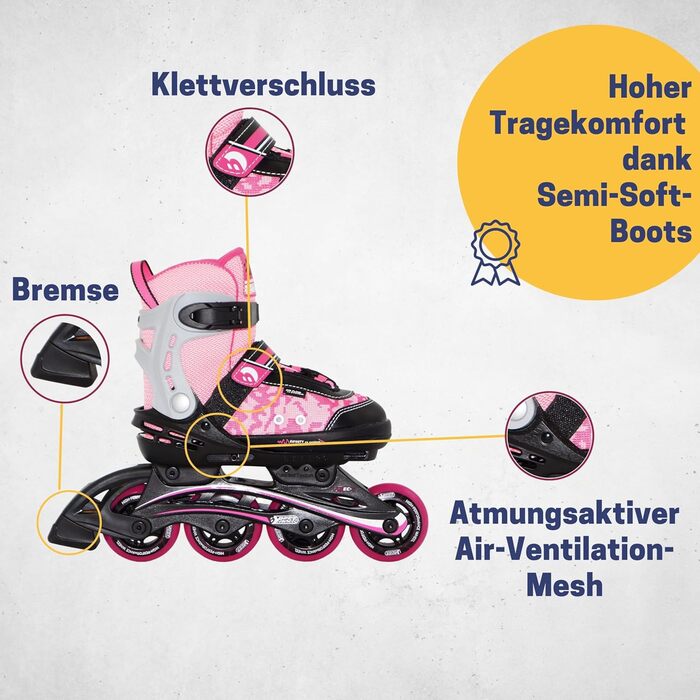 Інлайневі ролики Best Sporting для дітей, регульовані по розміру, з гальмом, зелено-чорного (рожево-чорного) кольору