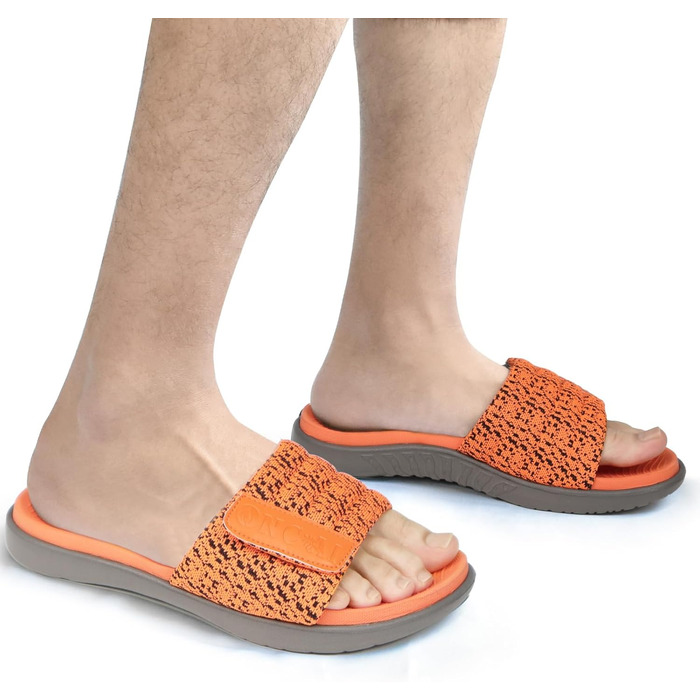 Чоловічі шльопанці ONCAI для душу та басейну з липучкою, відкриті, спортивні, літні, для дому, м'яка гумова підошва, розмір 40-49 (44 EU, помаранчевий)