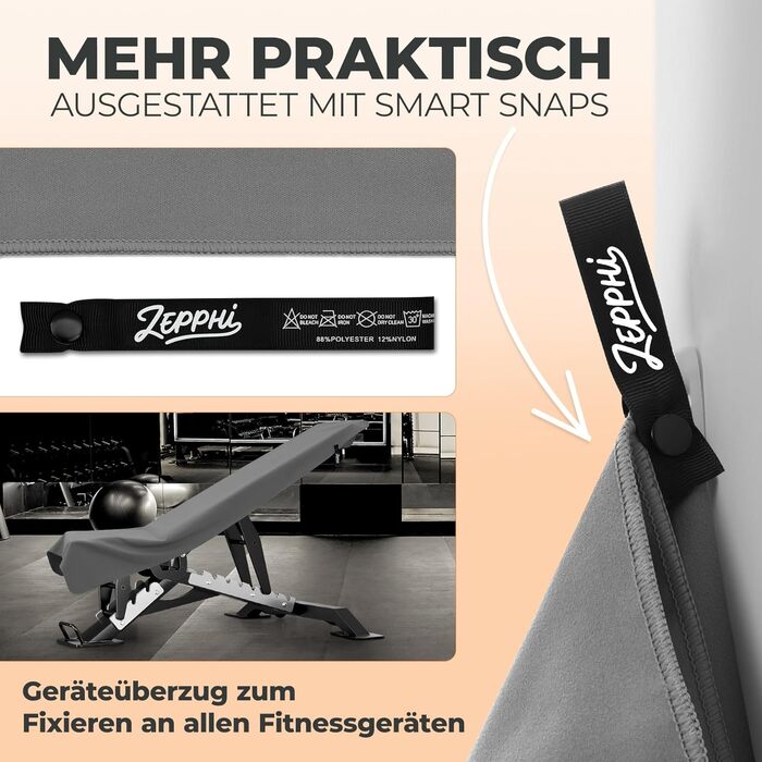 Рушник для фітнесу Zepphi 120x50 см + 80x30 см | Мікрофібра, кишеня на блискавці | Для спортзалу та тренувань | Швидковисихаючий, компактний | Темно-сірий