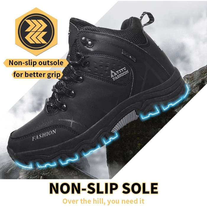 Чоловічі трекінгові черевики Littleplum: зручні, дихаючі, з теплою підкладкою, антиковзаючі, високі, спортивні, чорні, 40 EU