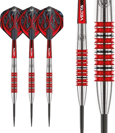 Дротики для дартсу WINMAU Diablo 26 г, сталева вістря, вольфрам, з оперенням та стержнями, професійні