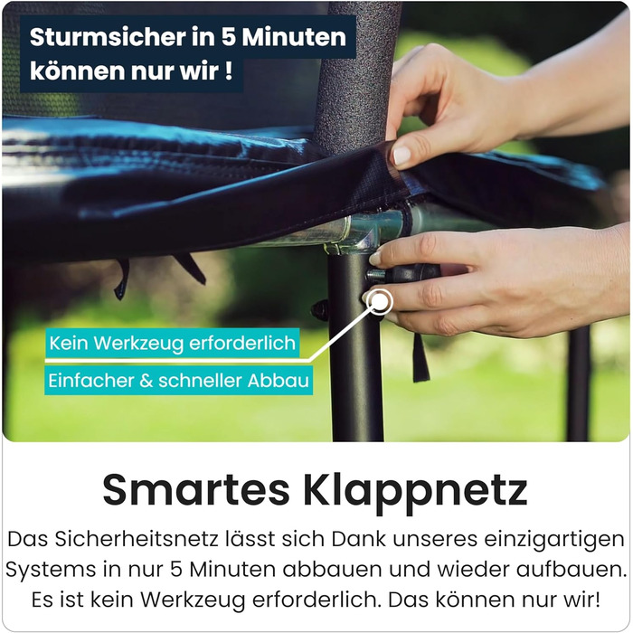 Батут Zero Gravity Outdoor Ø 183/244/305/366/427 см, TÜV GS, комплект з драбиною, відеоінструкція, Ultima 4 моделі Ø 305 см, чорний