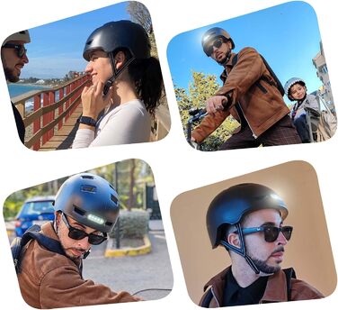 Велошолом Crazy Safety Vertigo матовий чорний з переднім та заднім USB-світлом, для скейтборду, самоката, роликів і BMX, чоловічий та жіночий, розмір M (54–57 см), Sand matt L (57–61 см)
