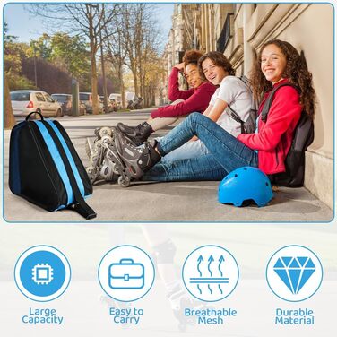 Сумка для роликів Flintronic, для дітей, велика місткість, з регульованим плечовим ременем, блакитна