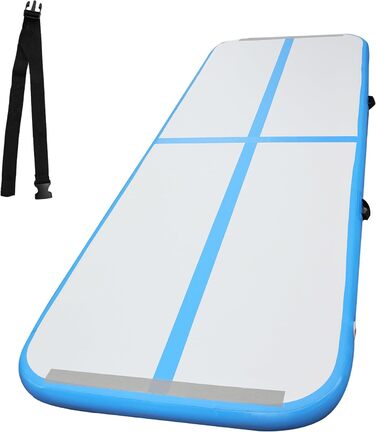 Гімнастичний надувний мат Air Track (300 x 100 x 10 см) блакитно-сірий, з електричною помпою