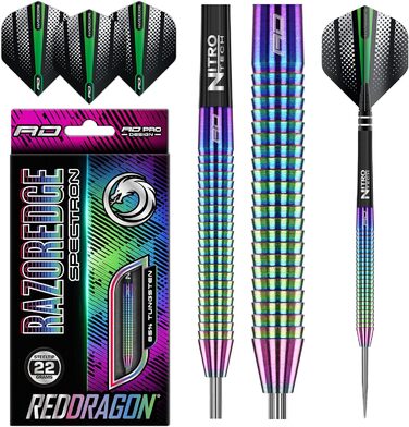 Професійні дартси Red Dragon Razor Edge Spectron 22 г, вольфрам, сталевий наконечник, з оперенням і стрижнями