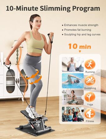 Степпер Sportsroyals Up-Down-Twister для дому з тросами та LCD дисплеєм, до 150 кг