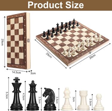 Набір для шахів магнітний 3 в 1 Mkitnvy, дерев'яний, преміум-якість, шахи та шашки, складаний, для дорослих та дітей