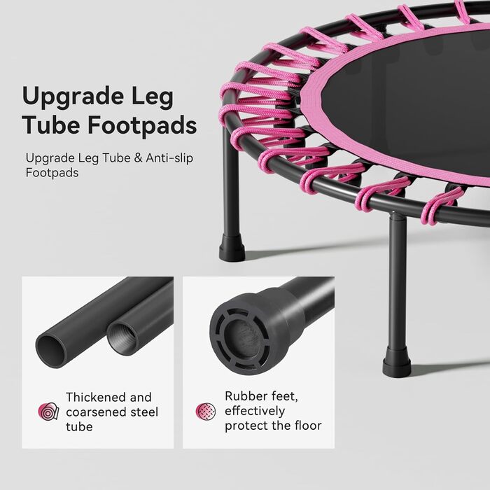 Міні-батут для дорослих 101,6 см, без поручнів, рожевий. Ідеальний для фітнесу вдома та на вулиці