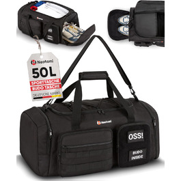 Спортивна сумка для бойових мистецтв 50L чорна для дзюдо, джиу-джитсу, карате з окремими відділеннями та відділенням для взуття