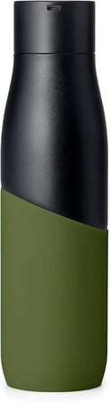 Пляшка LARQ Bottle Movement PureVis 710 мл – легка багаторазова нержавіюча пляшка для води з UV-очищенням, самостійним очищенням, для подорожей, чорна/зелена, гарантія 2 роки