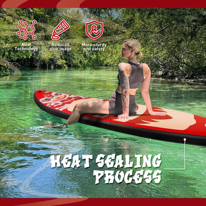 Надувна SUP-дошка FEATH-R-LITE 11' для дорослих з ручним насосом, веслом 2 в 1, сидінням, фіксатором, сухим мішком і водонепроникним чохлом для телефону, універсальна дошка для веслування стоячи
