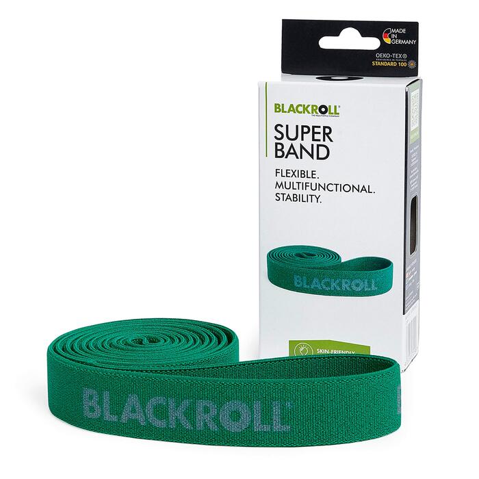 Еластична стрічка для фітнесу BLACKROLL® SUPER Band (104 см) зелена (середня) - для зміцнення м'язів, німецька якість