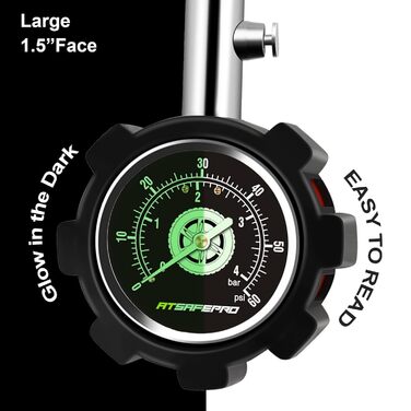 ATsafepro професійний механічний манометр для шин 4 бар 60 PSI, аналоговий тестер тиску шин з підсвічуванням, точний прилад для авто, мотоциклів, SUV