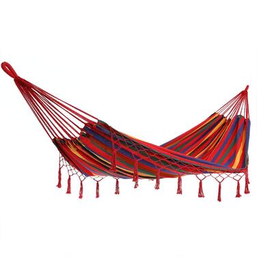Гамак DETEX для двох міцний Boho-стиль для саду, кемпінгу, подорожей, макраме XXL 300 кг (Червоний)