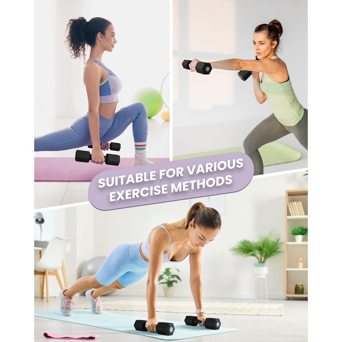 Набір гантелей Fragraim регульовані, 5,44 кг, 4-в-1, для дому, з м'якими ручками, чорний