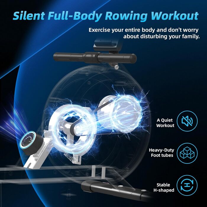 Гребний тренажер Dskeuzeew для дому, складний, 16 рівнів опору, магнітний, до 160 кг, Slide-Rails