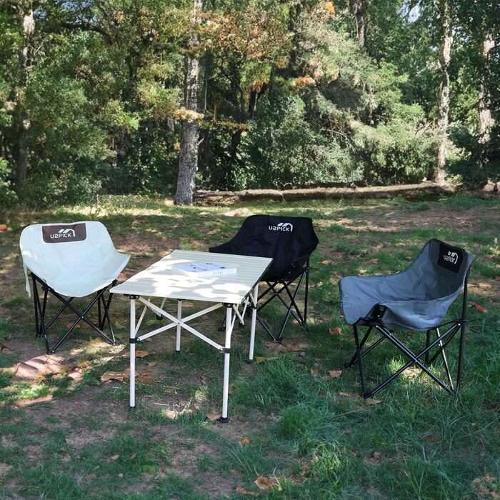 Складний стілець U2PICK для кемпінгу: легкий, зручний, до 160 кг, з сумкою, сірий
