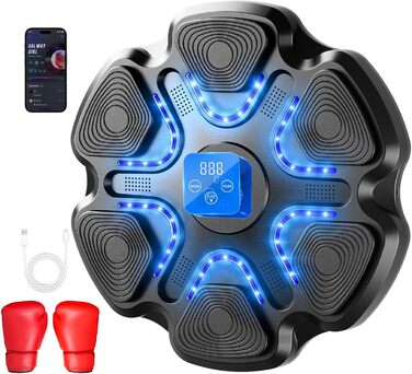 Інтелектуальний музичний бокс-машина Innopower з LED, Bluetooth, 9 режимів швидкості, з боксерськими рукавичками, для дітей і дорослих, для тренування та зняття стресу