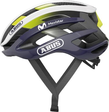 Велошолом ABUS AirBreaker для професійного шосейного велоспорту, розмір L (59-61 см), синьо-білий, Movistar Team, для дорослих і підлітків