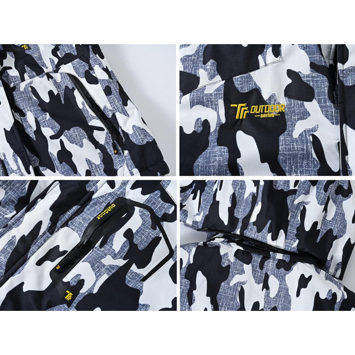 Чоловіча куртка Ysento для катання на лижах та активного відпочинку, зимова, софтшел, водонепроникна, тепла, з капюшоном, камуфляж (XL)