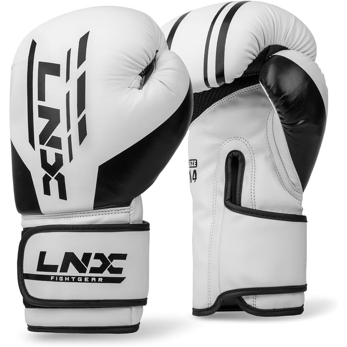 Боксерські рукавички LNX Challenge 16 Oz для чоловіків, жінок і дітей, кікбоксинг, бокс, муай-тай, MMA, білі