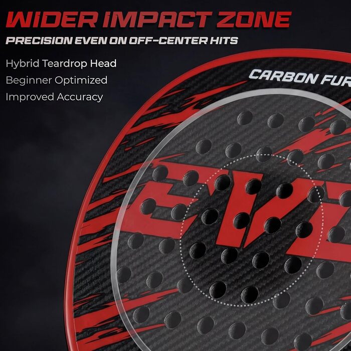 Ракетка для падел EVO Fitness Carbon – легка (350г), з м'яким EVA-керном для контролю, велика площа (525 см²) для дорослих