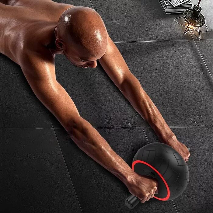 Ролер для пресу Retoo, тренажер для живота, чорний. Силове тренування вдома та в спортзалі