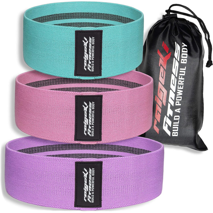 Стрічки для фітнесу Raigeki Fitness: набір з 3 шт. для силових тренувань, стегон та сідниць (Loop Resistance Bands)
