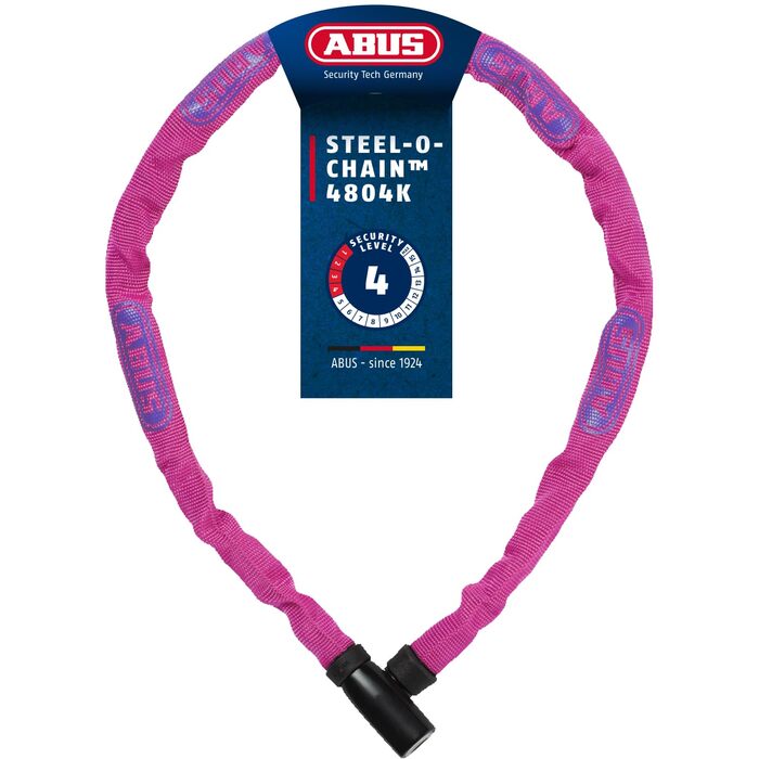 Ланцюговий замок для велосипеда ABUS Steel-O-Chain 4804K, спеціальна сталь, рівень безпеки 4, рожевий, 75 см