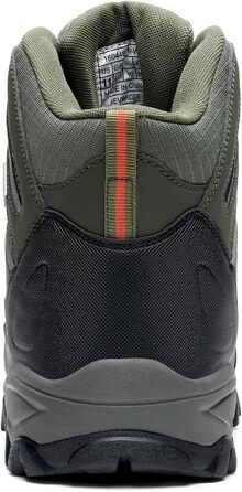 Чоловічі туристичні черевики NORTIV 8 для хайкінгу та трекінгу, водонепроникні, Mid, для скелелазіння, 43 EU, широкі, армійного кольору, чорні, помаранчеві