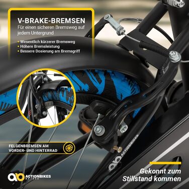 Дитяче велосипед Actionbikes 18/20/24 дюйми - V-Brake гальма, захистники, для дівчаток та хлопчиків (4-12 років)