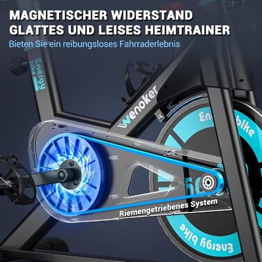 Венкер Домашній велотренажер з магнітним опором, Indoor Spinning Bike, до 160 кг, блакитний