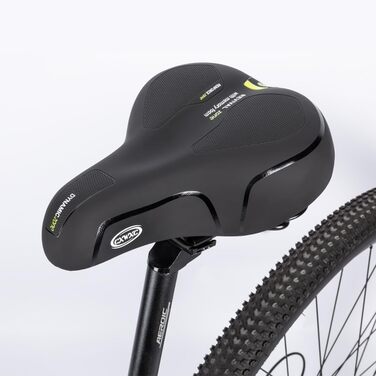 Велосипедне сідло CXWXC з піною пам'яті, ергономічне, водонепроникне, амортизуюче, 26 x 18,5 см, для MTB велосипедів (Чорне)