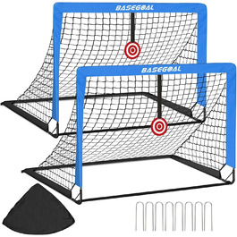 Набір з 2 футбольних воріт Pop-Up, 120x90 см. Складні воріта для футболу в сад, з 2 цілями та сумкою. Рама з скловолокна, 8 кілків. Ідеально для тренувань, для підлітків (різні кольори).